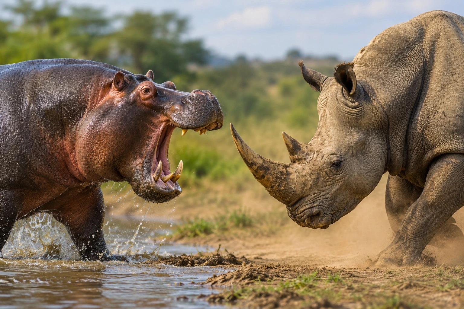 Hippopotamus vs Rhino Who Wins in a Real Wilderness Battle